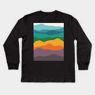 Rainbow mountains abstract art Kids Long Sleeve T-Shirt